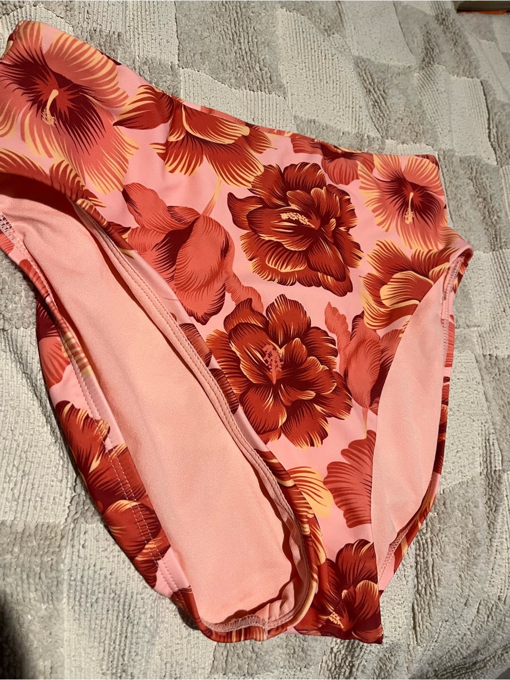 Floral High-Waist Bikini Bottoms - Pink & Red Floral NWOT